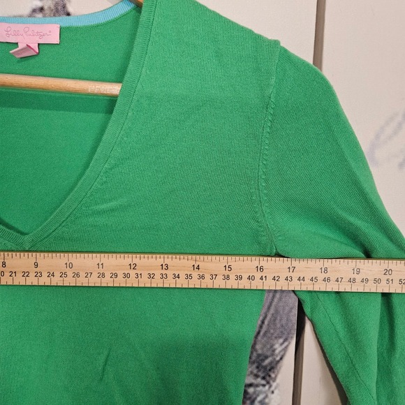 Lilly Pulitzer Womens Green V-Neck Long Sleeve Cotton Blend Sweater Size M - Picture 7 of 9
